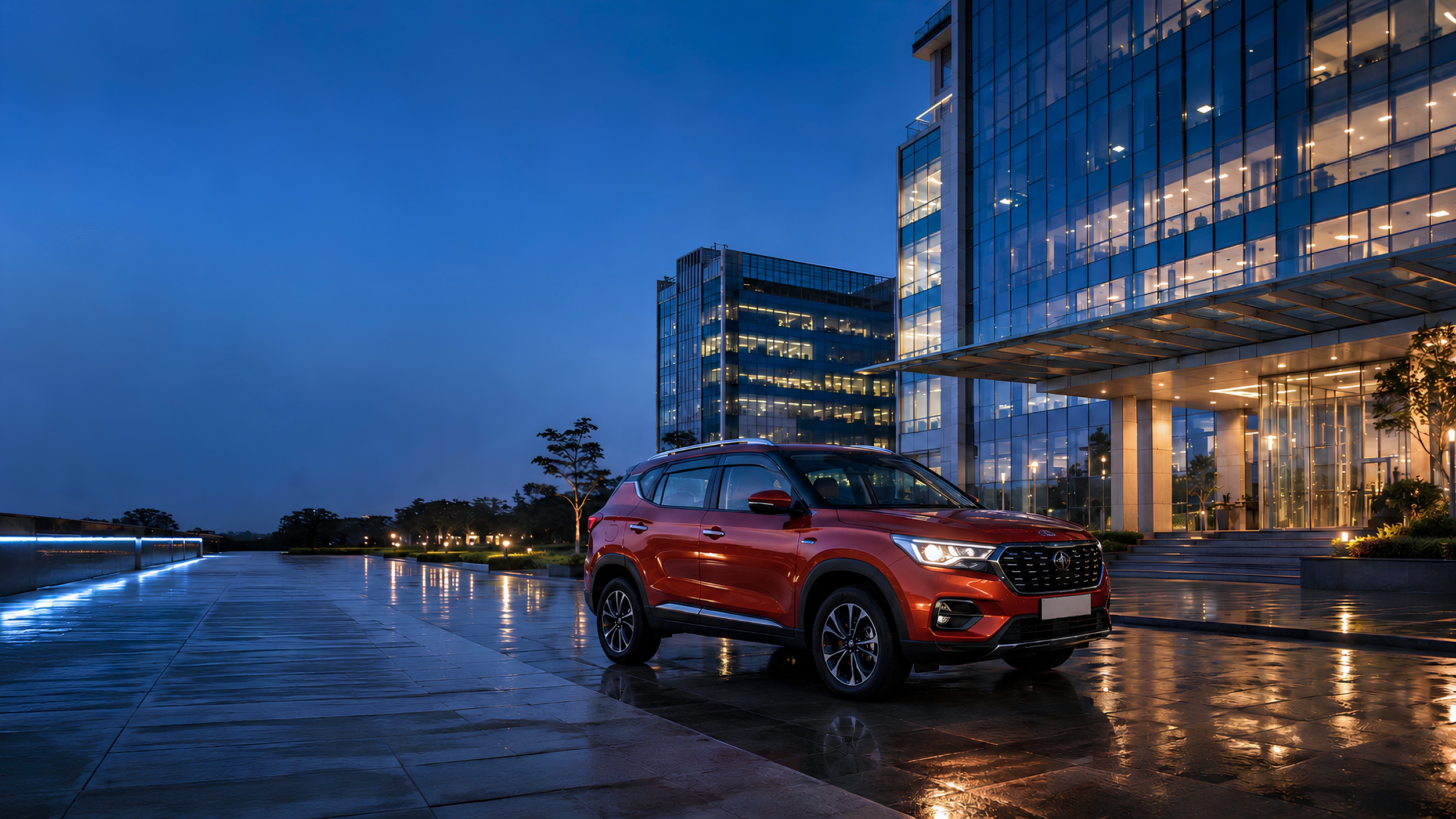 Premium car live auction on phone mockup with Creta SUV